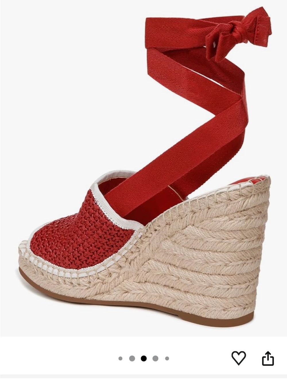Franco Sarto Red Woven Espadrille Wedge with Ankle Wrap - Picture 2 of 9